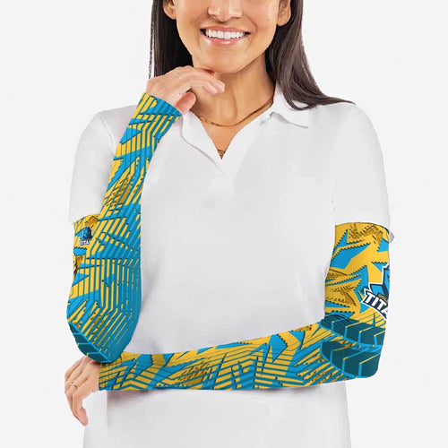 Gold Coast Titans Rugby Arm Sleeves Fierce Mascot Geometric Tribal Art
