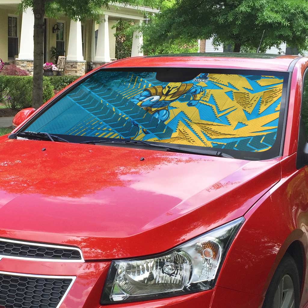 Gold Coast Titans Rugby Auto Sun Shade Fierce Mascot Geometric Tribal Art