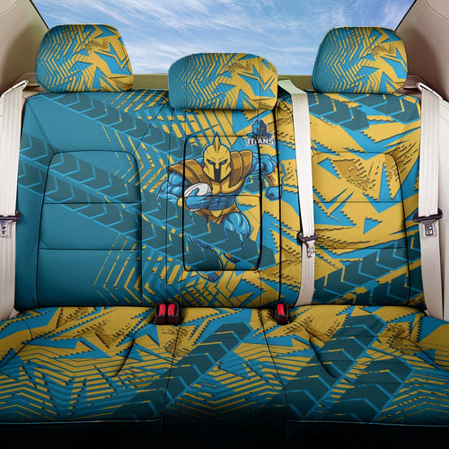 Gold Coast Titans Rugby Back Car Seat Cover Fierce Mascot Geometric Tribal Art