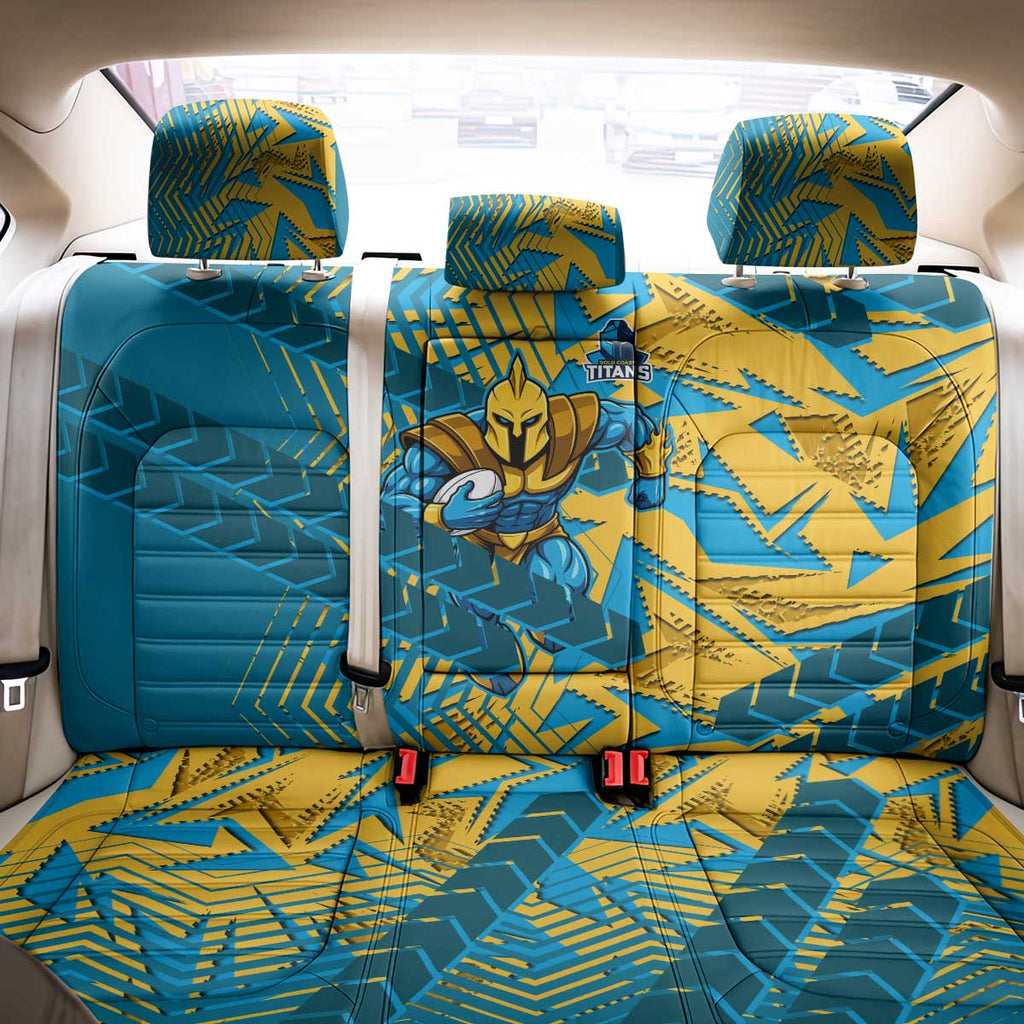 Gold Coast Titans Rugby Back Car Seat Cover Fierce Mascot Geometric Tribal Art