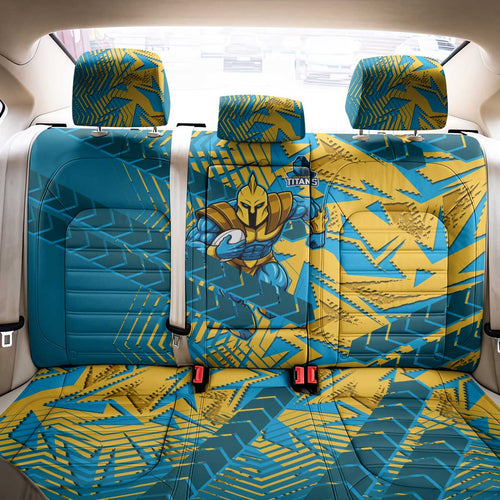 Gold Coast Titans Rugby Back Car Seat Cover Fierce Mascot Geometric Tribal Art