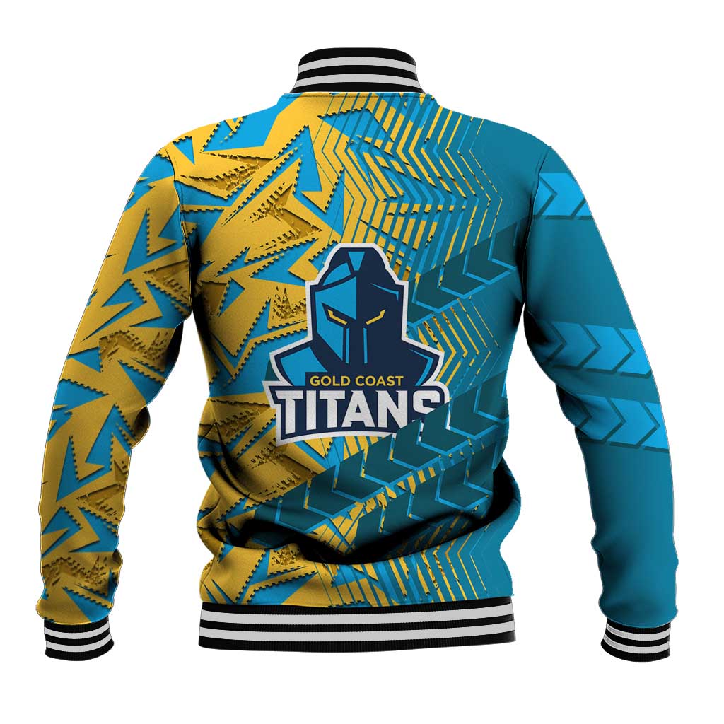 Gold Coast Titans Rugby Baseball Jacket Fierce Mascot Geometric Tribal Art