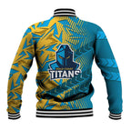 Gold Coast Titans Rugby Baseball Jacket Fierce Mascot Geometric Tribal Art