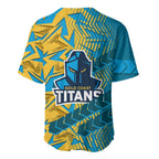 Gold Coast Titans Rugby Baseball Jersey Fierce Mascot Geometric Tribal Art