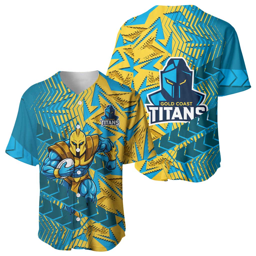 Gold Coast Titans Rugby Baseball Jersey Fierce Mascot Geometric Tribal Art