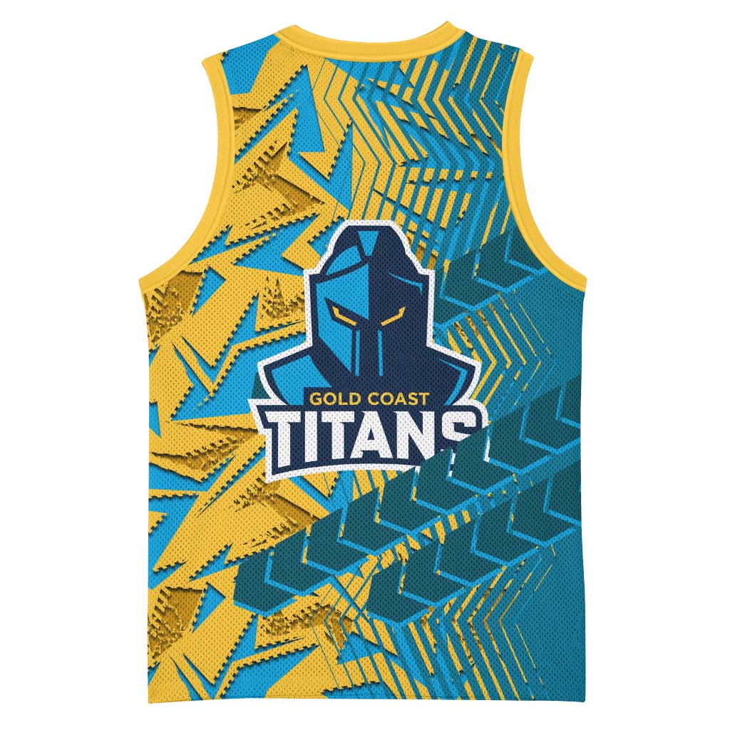 Gold Coast Titans Rugby Basketball Jersey Fierce Mascot Geometric Tribal Art