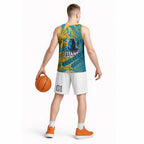 Gold Coast Titans Rugby Basketball Jersey Fierce Mascot Geometric Tribal Art