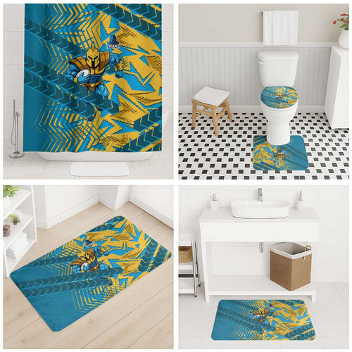 Gold Coast Titans Rugby Bathroom Set Fierce Mascot Geometric Tribal Art