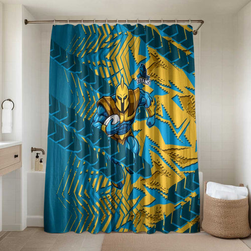 Gold Coast Titans Rugby Bathroom Set Fierce Mascot Geometric Tribal Art