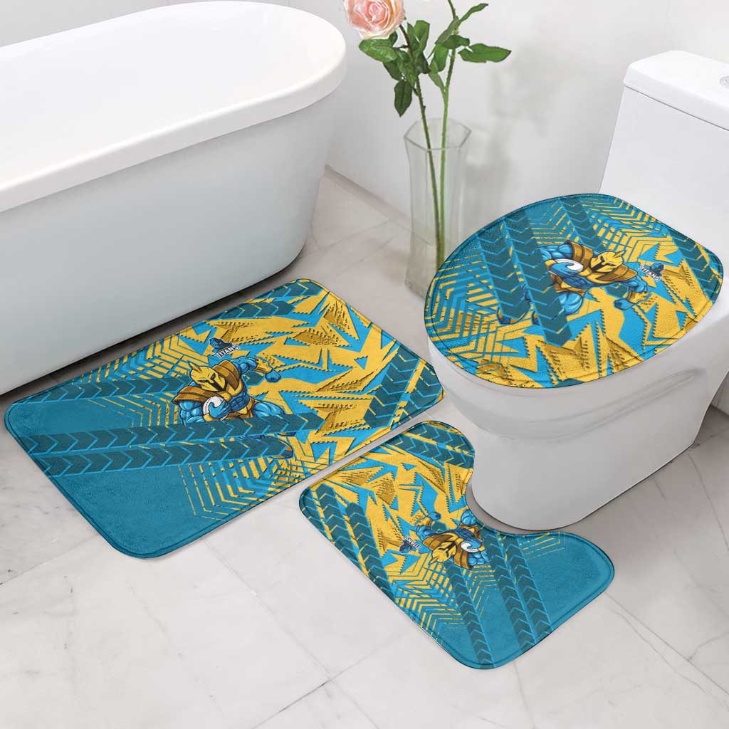 Gold Coast Titans Rugby Bathroom Set Fierce Mascot Geometric Tribal Art