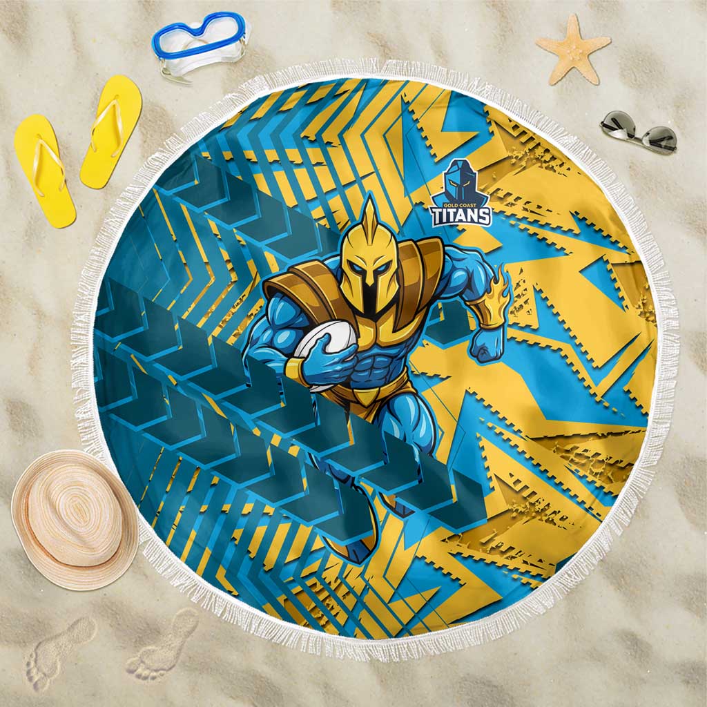 Gold Coast Titans Rugby Beach Blanket Fierce Mascot Geometric Tribal Art