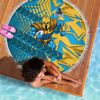 Gold Coast Titans Rugby Beach Blanket Fierce Mascot Geometric Tribal Art
