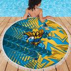 Gold Coast Titans Rugby Beach Blanket Fierce Mascot Geometric Tribal Art