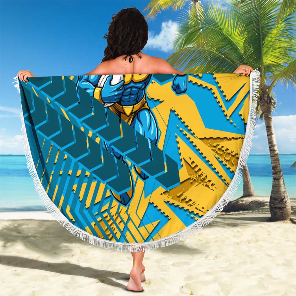 Gold Coast Titans Rugby Beach Blanket Fierce Mascot Geometric Tribal Art