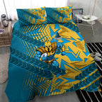 Gold Coast Titans Rugby Bedding Set Fierce Mascot Geometric Tribal Art