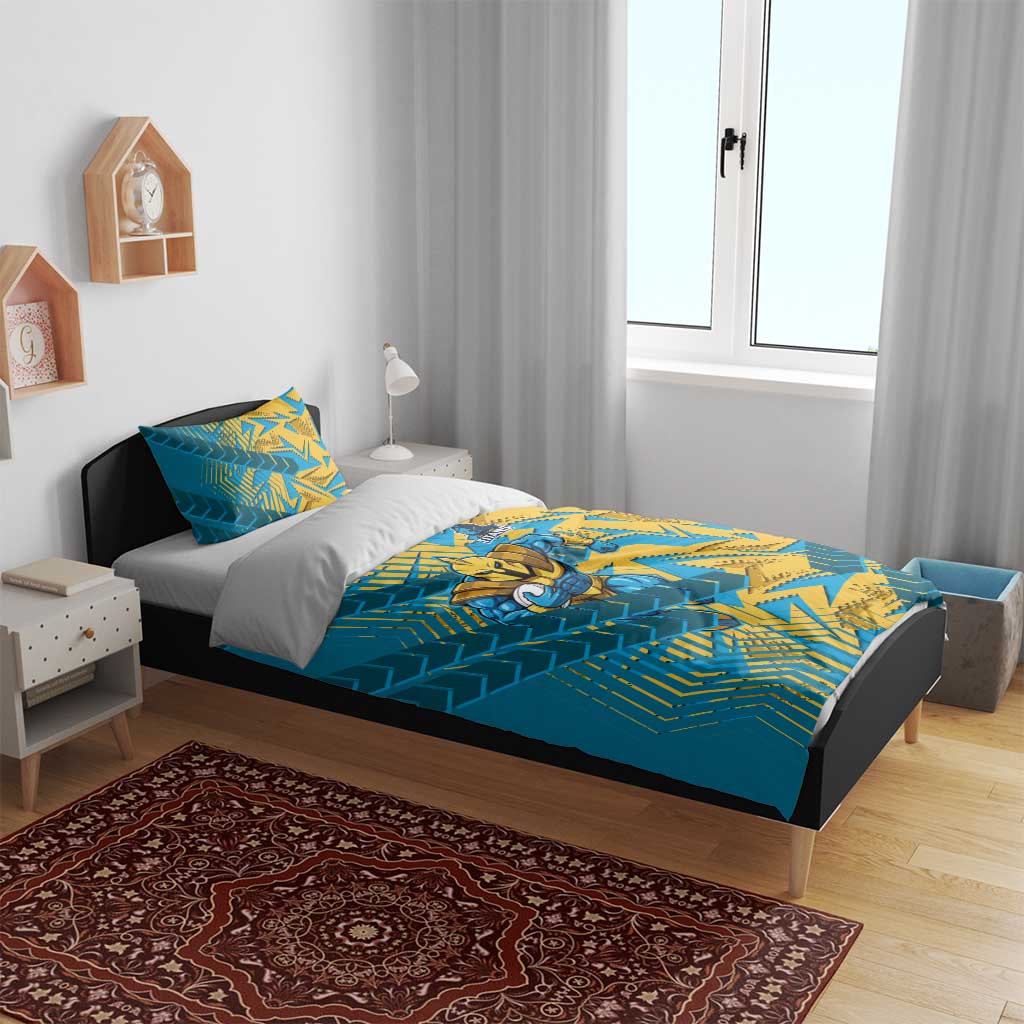 Gold Coast Titans Rugby Bedding Set Fierce Mascot Geometric Tribal Art