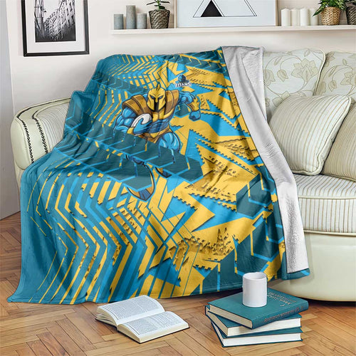 Gold Coast Titans Rugby Blanket Fierce Mascot Geometric Tribal Art