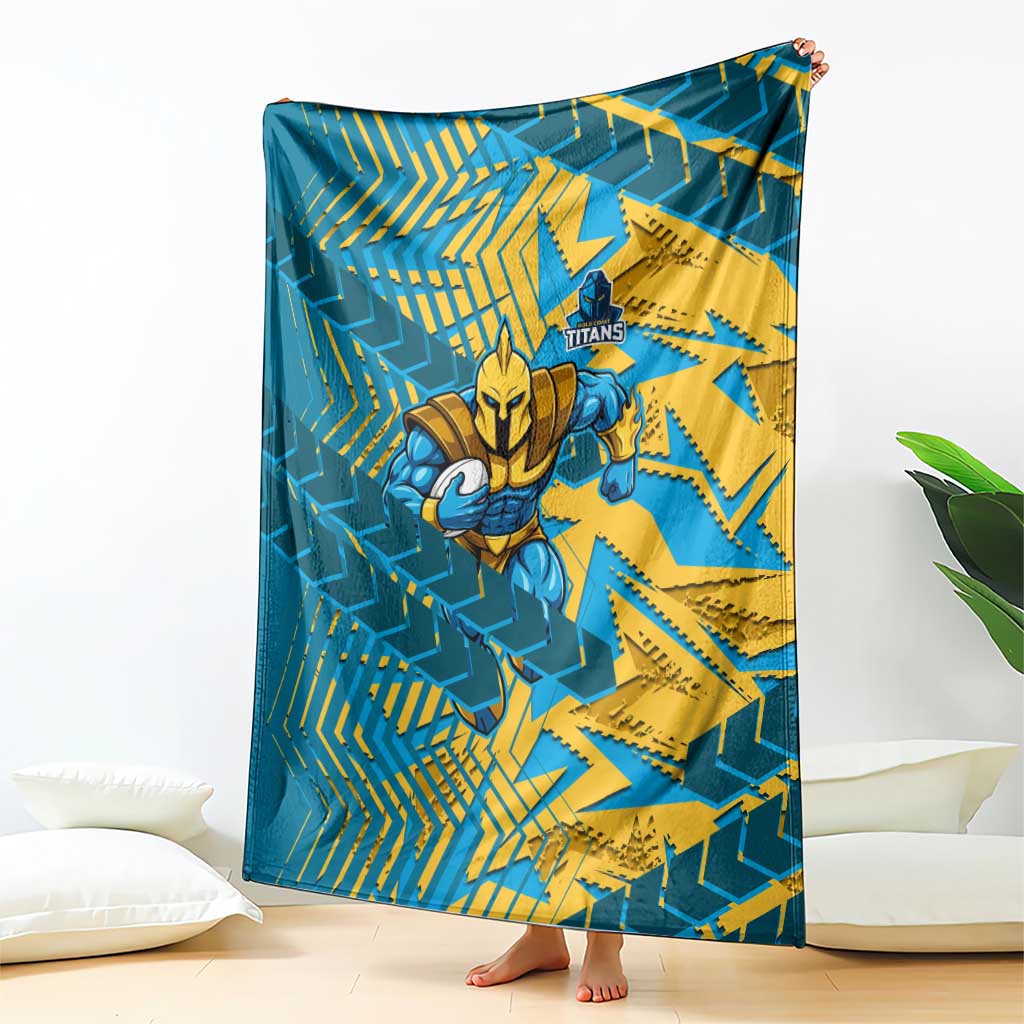 Gold Coast Titans Rugby Blanket Fierce Mascot Geometric Tribal Art