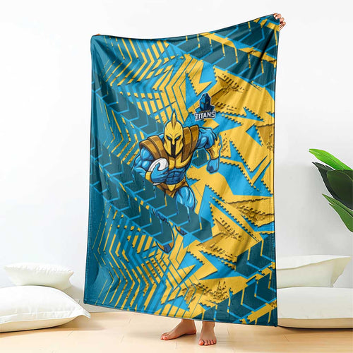 Gold Coast Titans Rugby Blanket Fierce Mascot Geometric Tribal Art