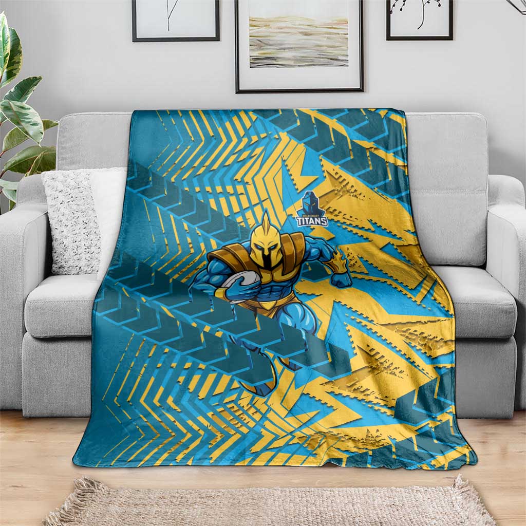 Gold Coast Titans Rugby Blanket Fierce Mascot Geometric Tribal Art