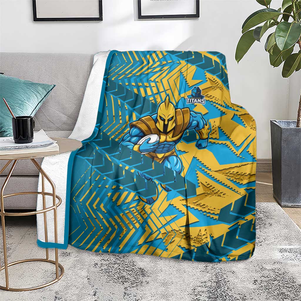 Gold Coast Titans Rugby Blanket Fierce Mascot Geometric Tribal Art