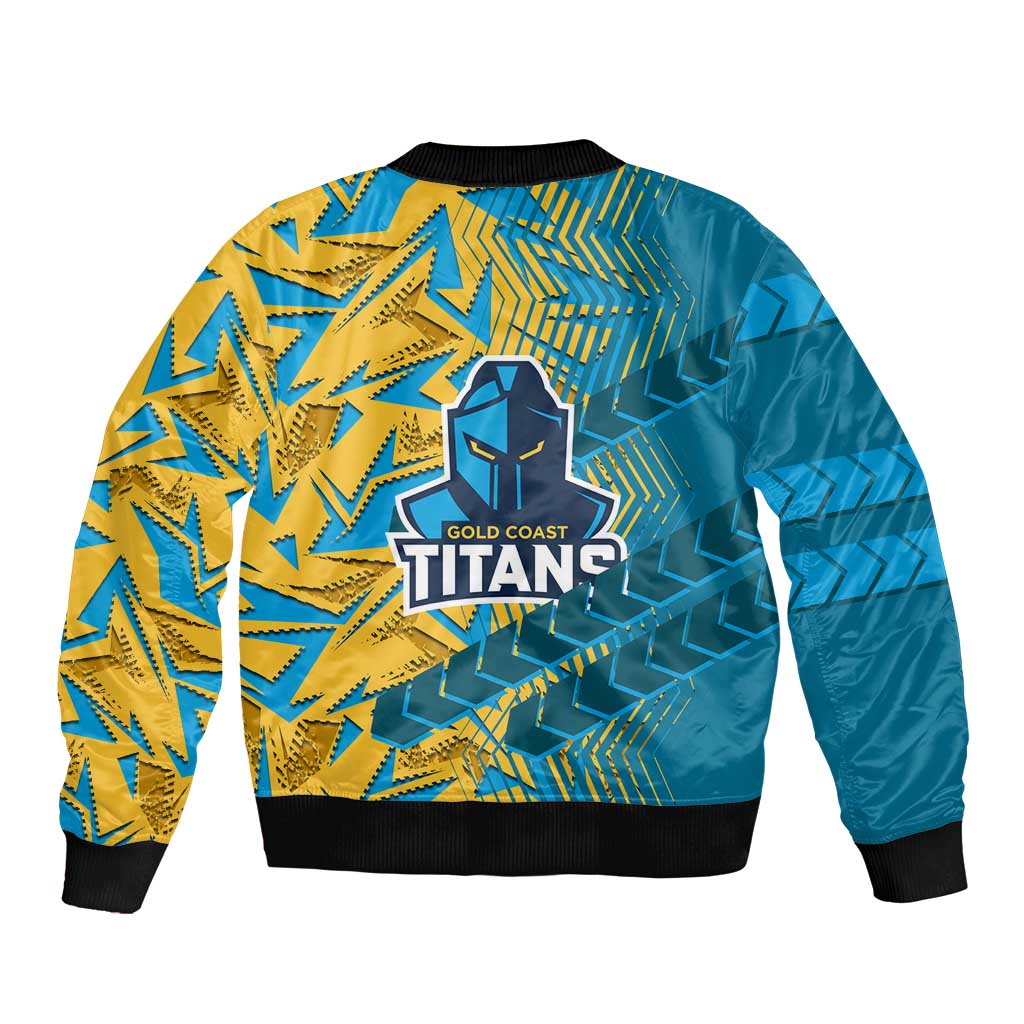 Gold Coast Titans Rugby Bomber Jacket Fierce Mascot Geometric Tribal Art