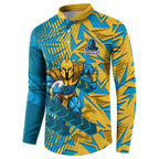 Gold Coast Titans Rugby Button Sweatshirt Fierce Mascot Geometric Tribal Art