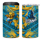 Gold Coast Titans Rugby 4 in 1 Can Cooler Tumbler Fierce Mascot Geometric Tribal Art