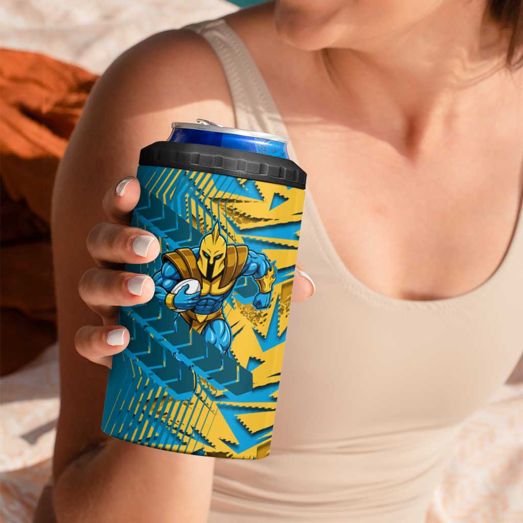 Gold Coast Titans Rugby 4 in 1 Can Cooler Tumbler Fierce Mascot Geometric Tribal Art