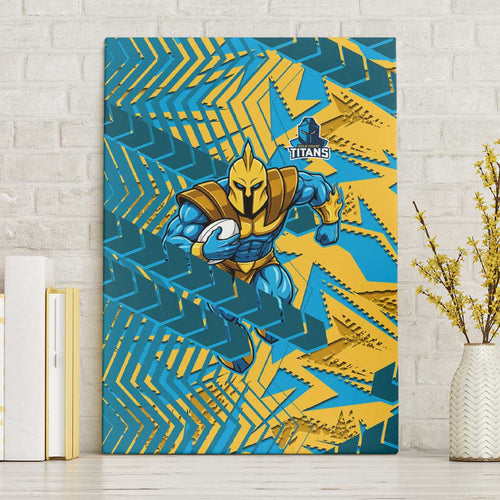 Gold Coast Titans Rugby Canvas Wall Art Fierce Mascot Geometric Tribal Art