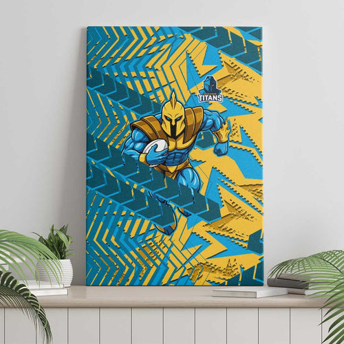 Gold Coast Titans Rugby Canvas Wall Art Fierce Mascot Geometric Tribal Art