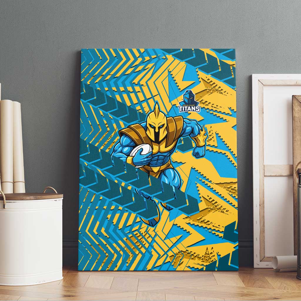 Gold Coast Titans Rugby Canvas Wall Art Fierce Mascot Geometric Tribal Art