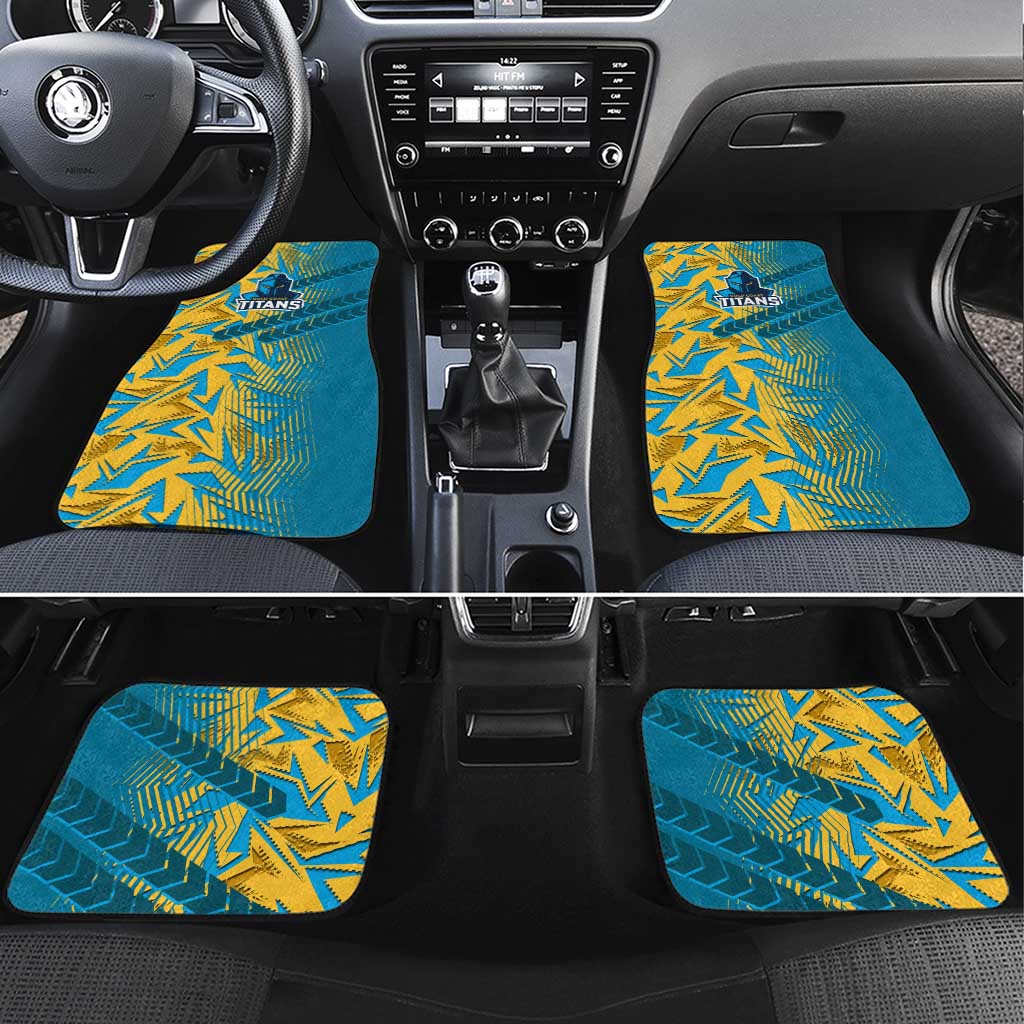 Gold Coast Titans Rugby Car Mats Fierce Mascot Geometric Tribal Art