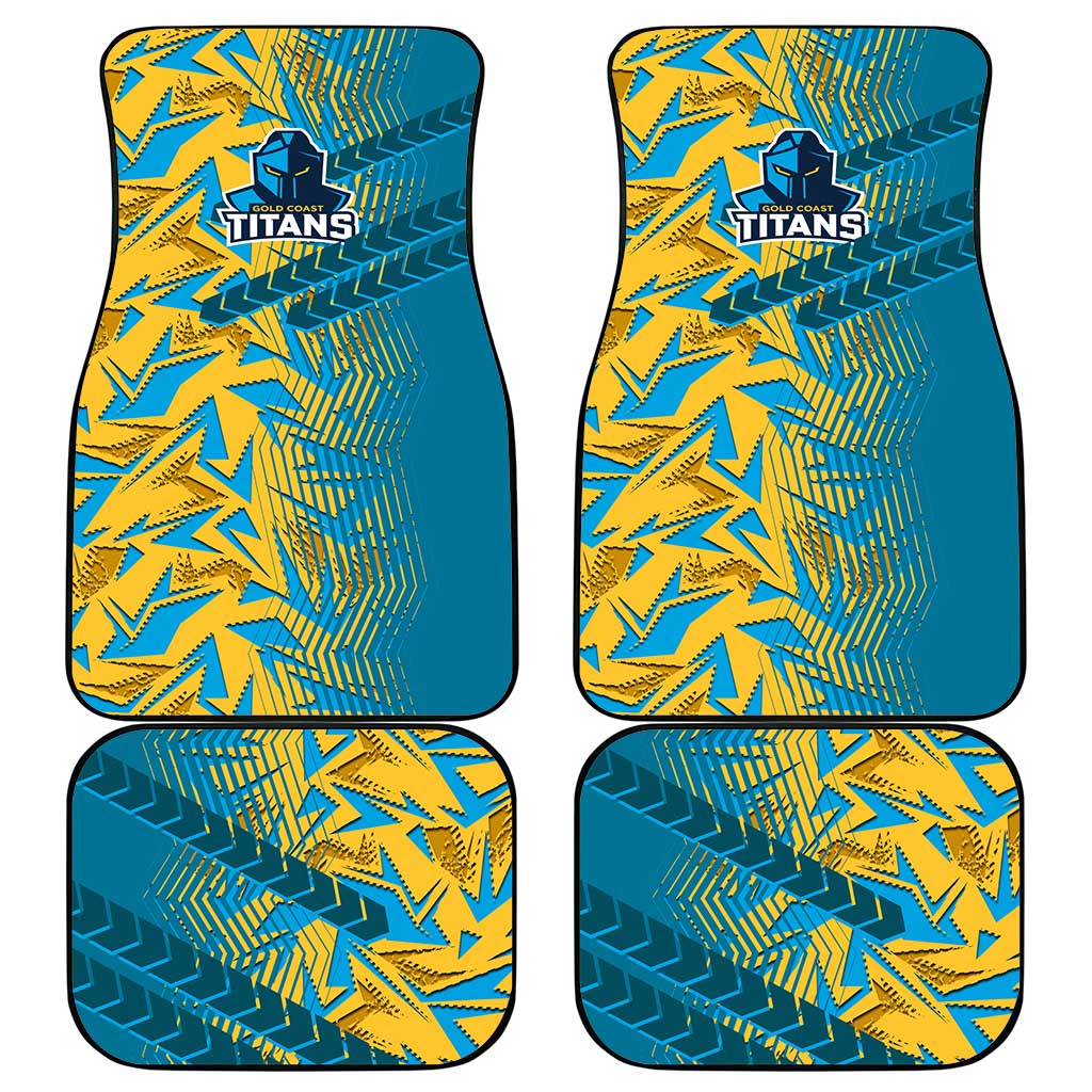 Gold Coast Titans Rugby Car Mats Fierce Mascot Geometric Tribal Art