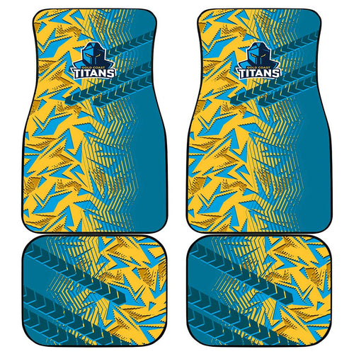 Gold Coast Titans Rugby Car Mats Fierce Mascot Geometric Tribal Art