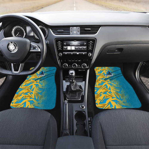 Gold Coast Titans Rugby Car Mats Fierce Mascot Geometric Tribal Art