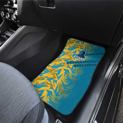Gold Coast Titans Rugby Car Mats Fierce Mascot Geometric Tribal Art