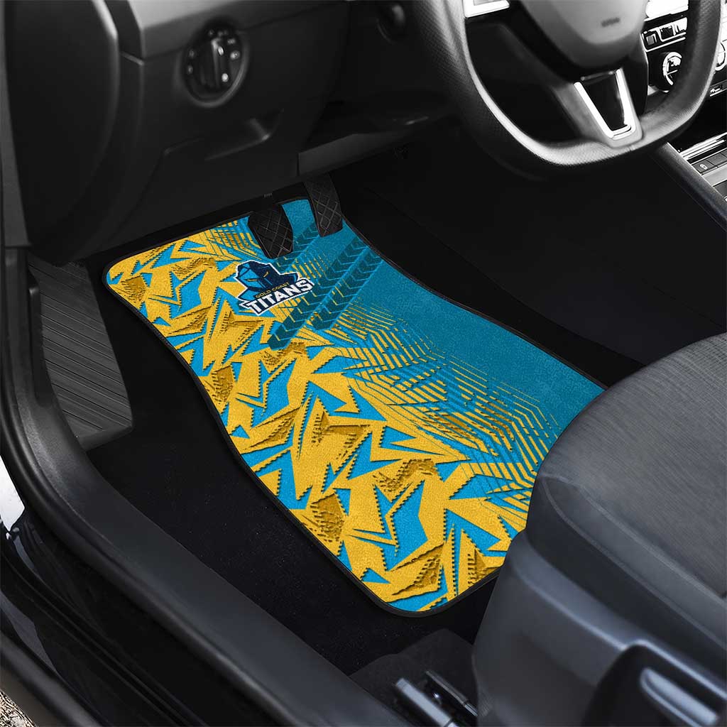 Gold Coast Titans Rugby Car Mats Fierce Mascot Geometric Tribal Art
