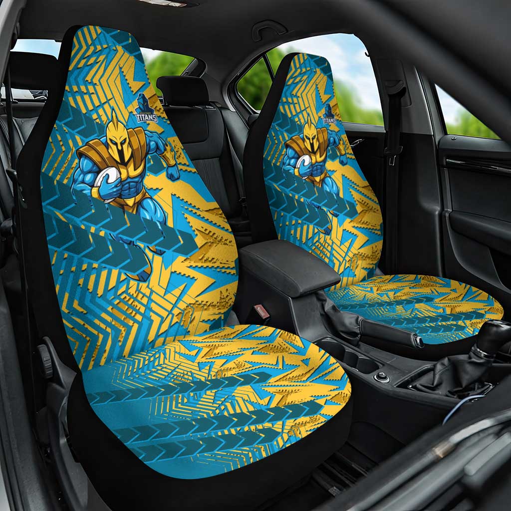Gold Coast Titans Rugby Car Seat Cover Fierce Mascot Geometric Tribal Art