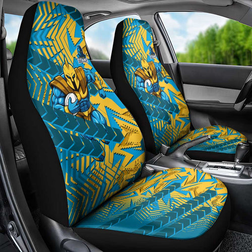 Gold Coast Titans Rugby Car Seat Cover Fierce Mascot Geometric Tribal Art