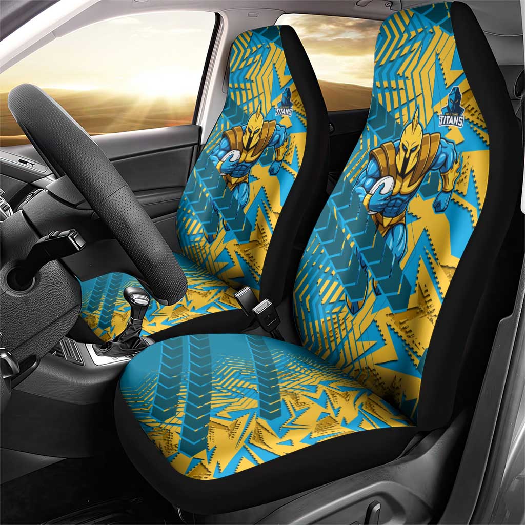 Gold Coast Titans Rugby Car Seat Cover Fierce Mascot Geometric Tribal Art