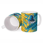 Gold Coast Titans Rugby Ceramic Mug Fierce Mascot Geometric Tribal Art