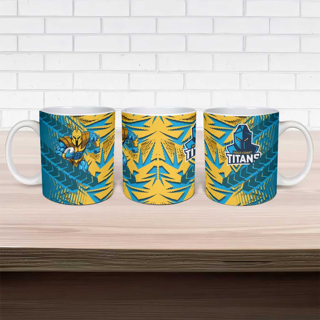 Gold Coast Titans Rugby Ceramic Mug Fierce Mascot Geometric Tribal Art