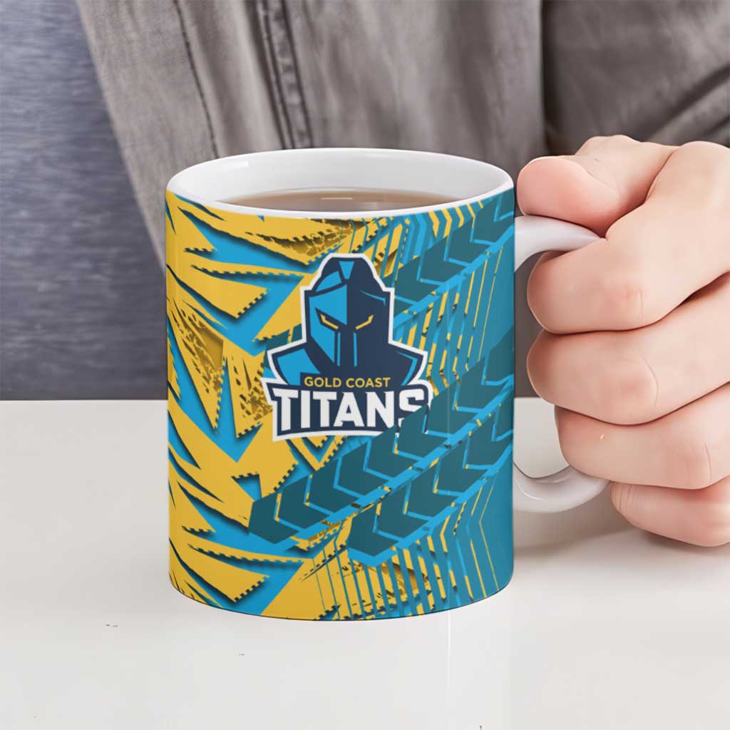 Gold Coast Titans Rugby Ceramic Mug Fierce Mascot Geometric Tribal Art