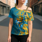 Gold Coast Titans Rugby Cross Shoulder Shirt Fierce Mascot Geometric Tribal Art