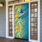 Gold Coast Titans Rugby Door Cover Fierce Mascot Geometric Tribal Art