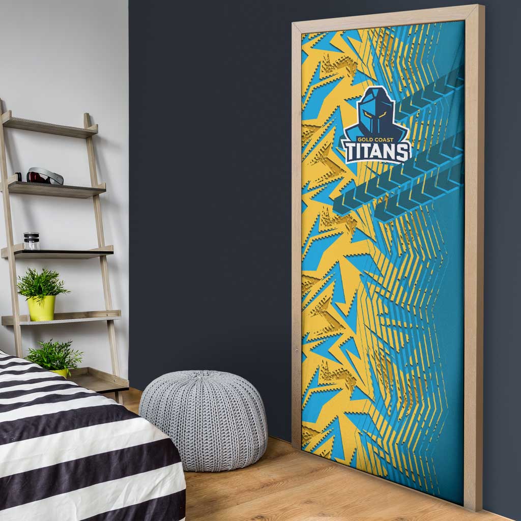 Gold Coast Titans Rugby Door Cover Fierce Mascot Geometric Tribal Art