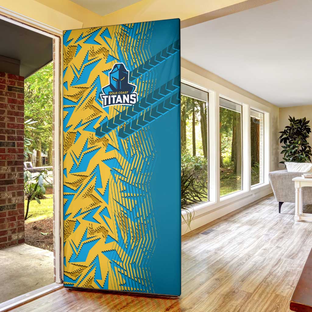 Gold Coast Titans Rugby Door Cover Fierce Mascot Geometric Tribal Art