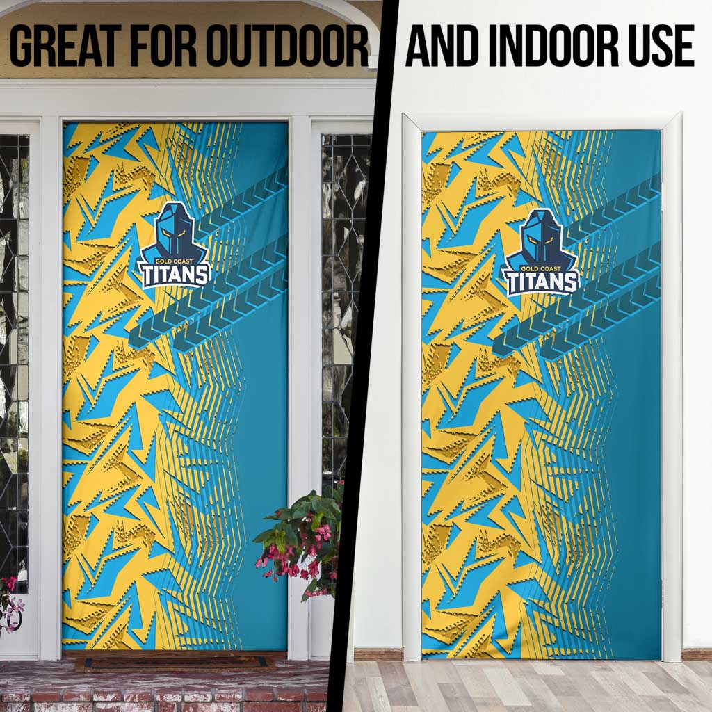 Gold Coast Titans Rugby Door Cover Fierce Mascot Geometric Tribal Art