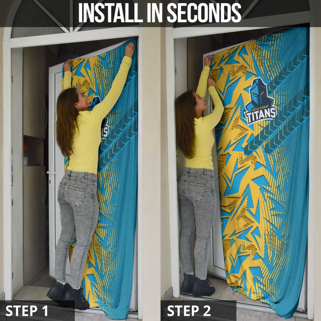 Gold Coast Titans Rugby Door Cover Fierce Mascot Geometric Tribal Art